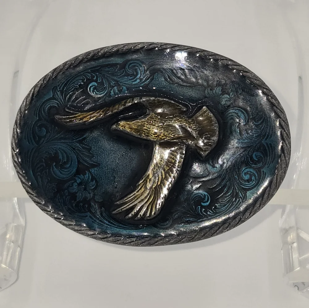 Soaring Eagle‎ Blue Enamel Belt Buckle C+J 1985 #1064